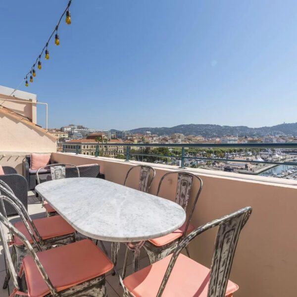 Appartement Cannes : splendide 3 pièces duplex, étage élevé, vue mer, terrasse